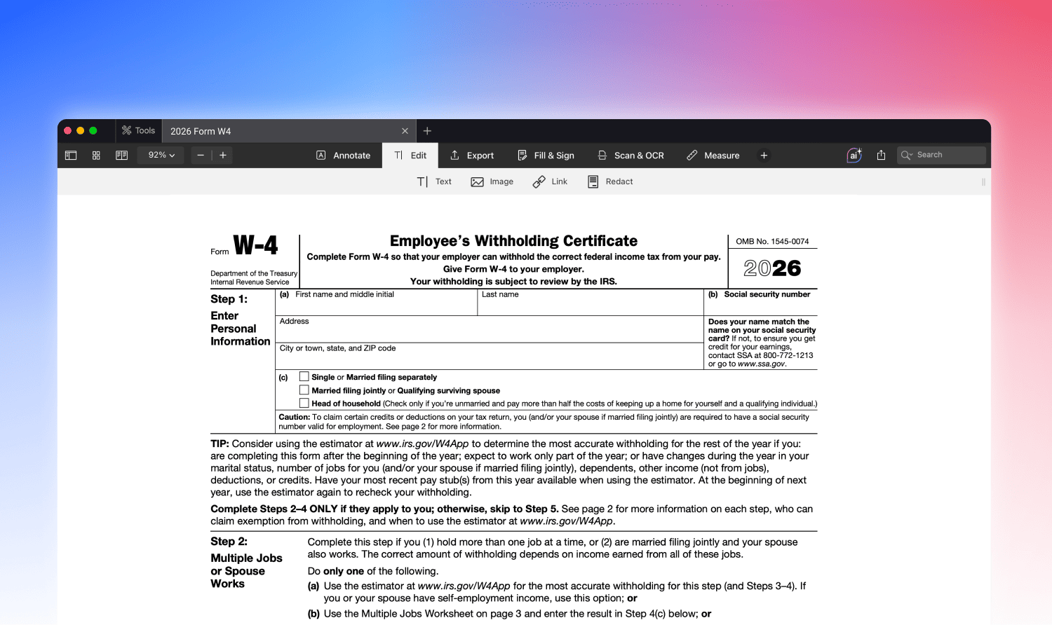 W4 Form 2026