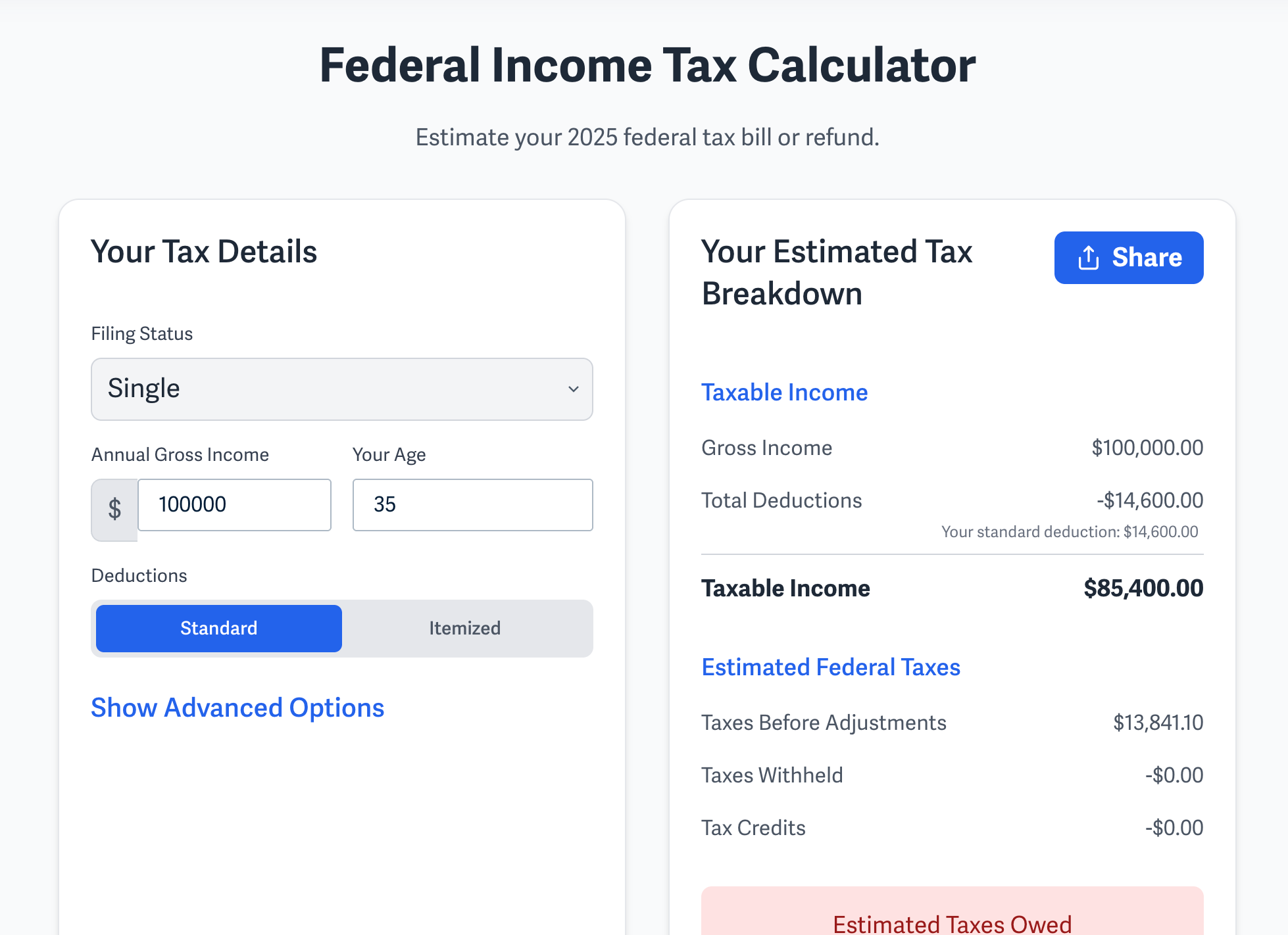 Tax Refund Estimator