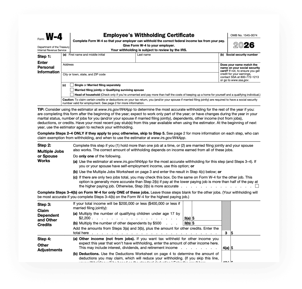 W4 Form 2026